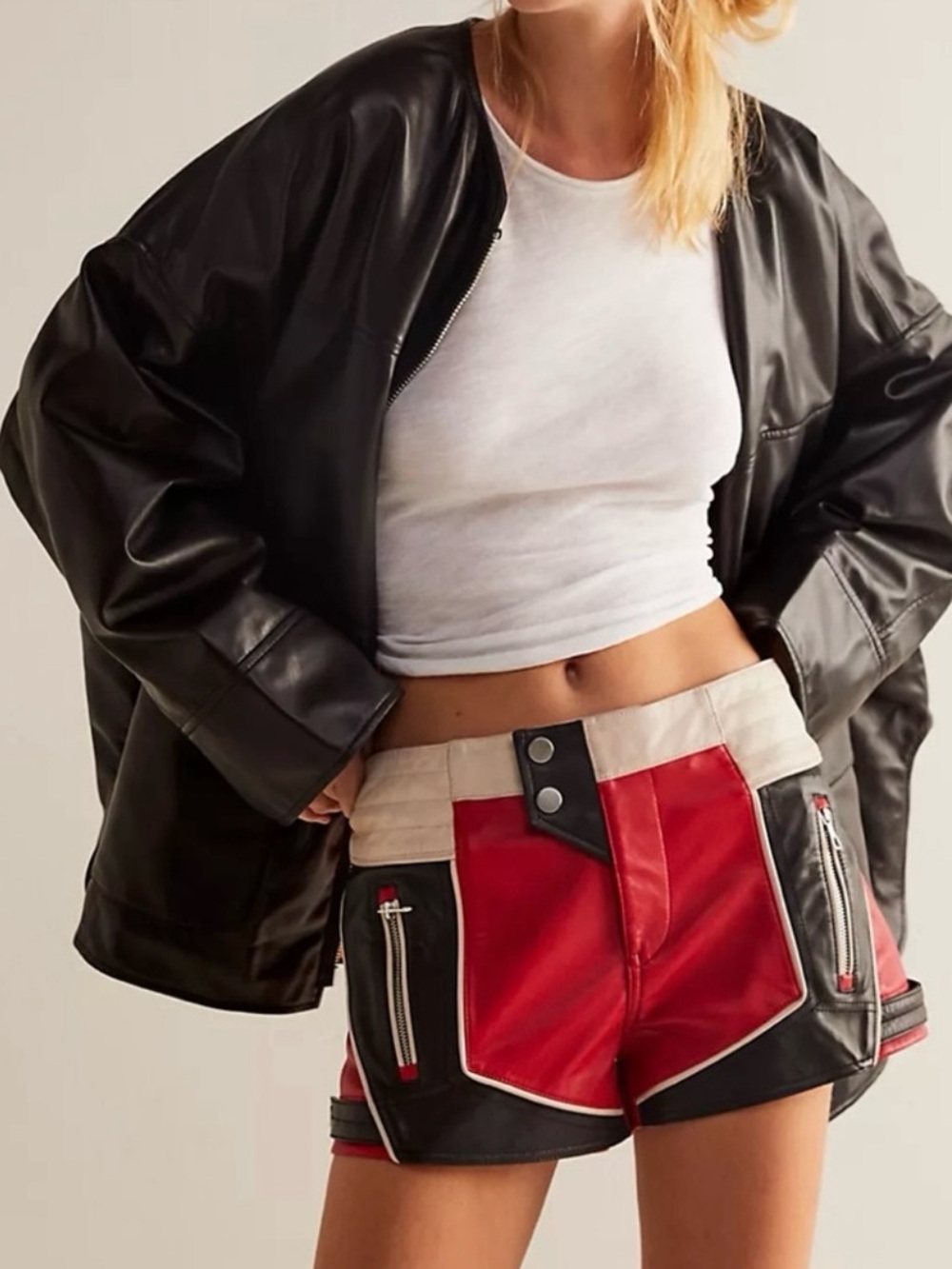 NWT We The Free Full Throttle Moto Shorts-Red Combo